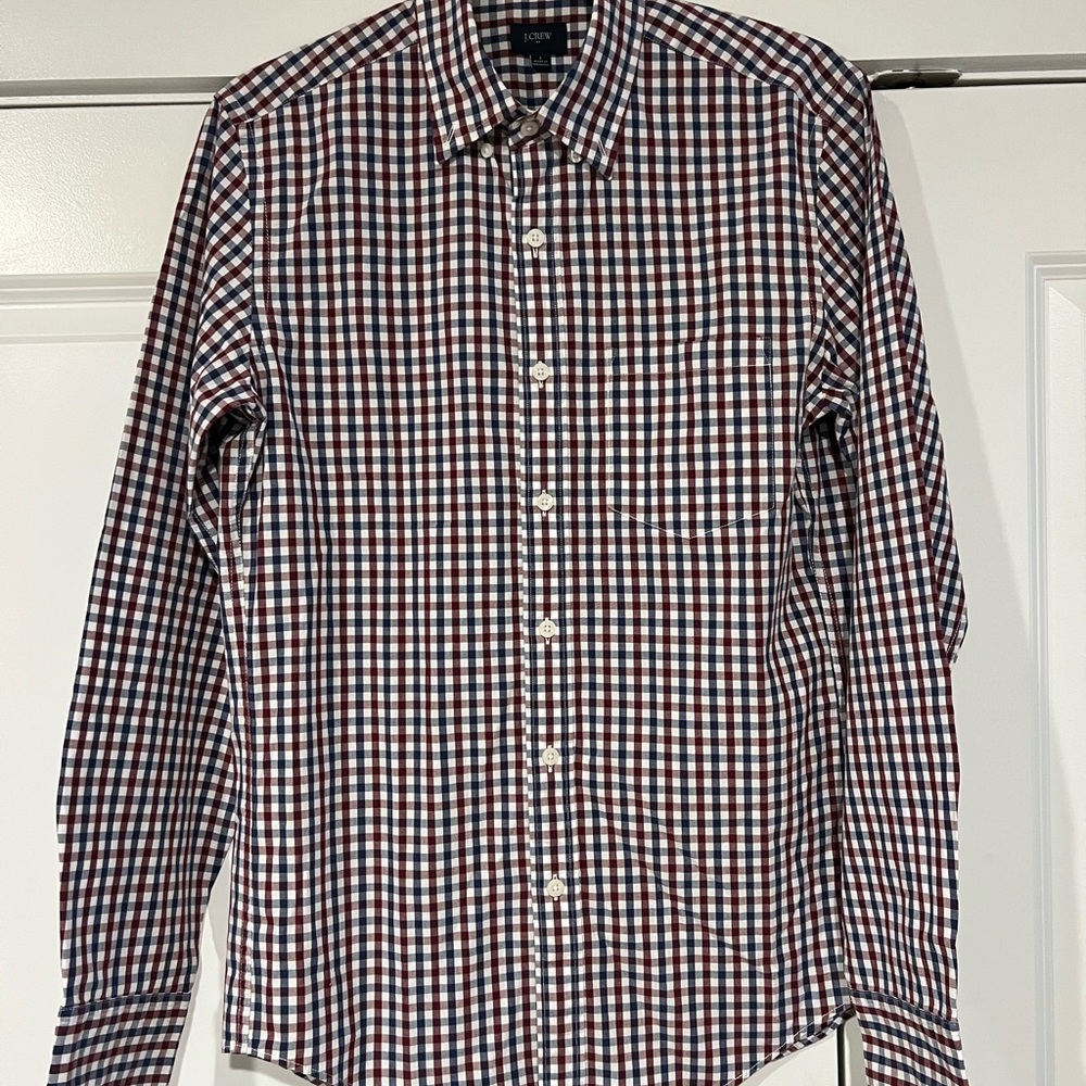 J. Crew Men's Plaid Shirt - Red, Blue, and White